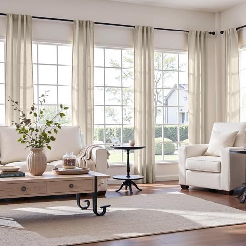 jinchan Linen Curtains Light Filtering Back Tab 38x84 Inch 2 Panels