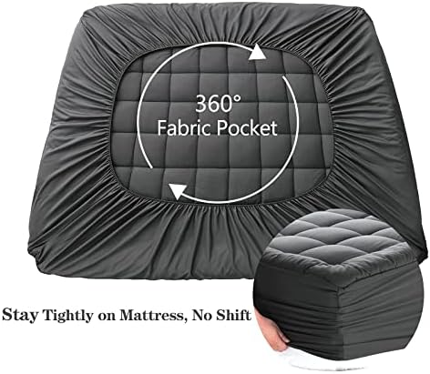 EASELAND Queen Mattress Pad Cotton Pillow Top Mattress Topper Dark