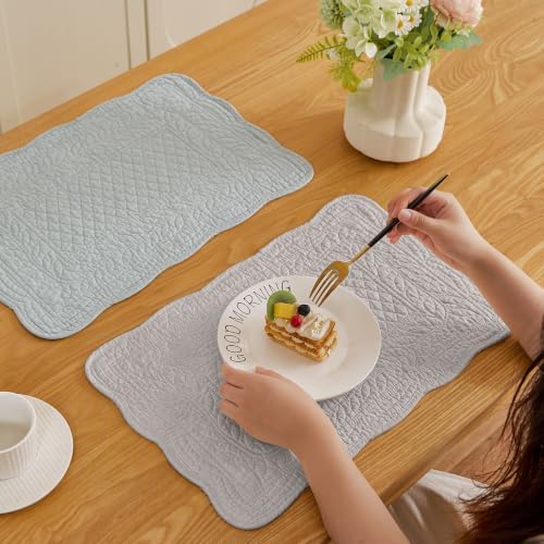 vctops 100% Cotton Quilted Placemats Set of 6 Washable