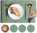 Place Mats Set of 6, Light Gray Leather Table Mats, Washable