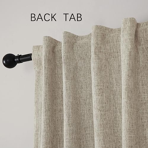 INLINAS Faux Linen Knotted Texture Blackout Curtains - 100% Light