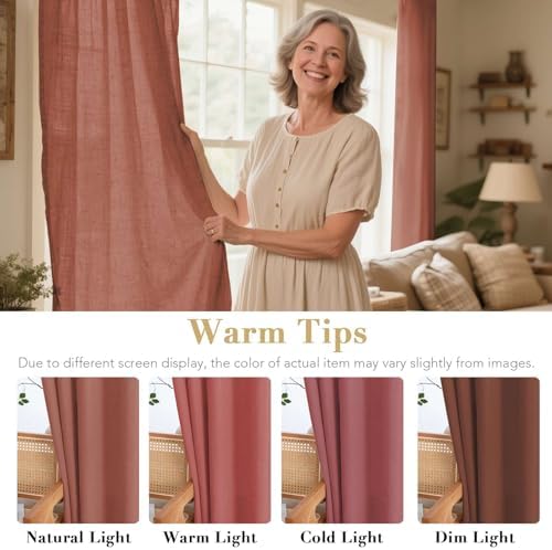 H.VERSAILTEX Living Room Linen Curtains - Semi Sheer, Nickel Grommet