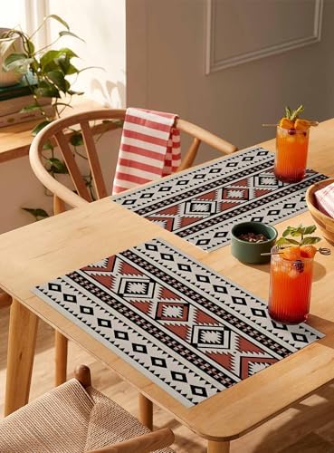 Placemats Set of 8, Beige Boho Woven Placemat, Linen Place Mats for