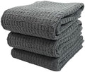 Waffle Grey Kitchen Dish Towels 100% Cotton Cloth Soft Cleaning Drying