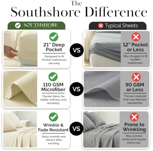21 Inch Deep Pocket Twin XL Sheets Set Soft Microfiber For Dorm Room