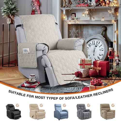 VANSOFY Waterproof Recliner Chair Cover, Beige, 23.6"