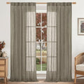 LAMIT Linen Semi Sheer Curtains 96 inch Length 2 Panels Set, Taupe