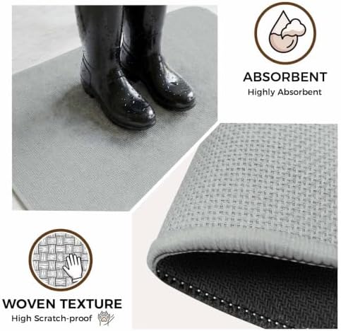Gray Solid Color Bathroom Runner Rugs Non Slip Washable Absorbent