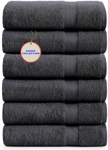 KAHAF COLLECTION 100% Cotton Bath Towels, 24x48 Pack of 6 Towels