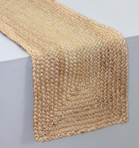 COTTON CRAFT Jute Braided Table Runner - 13x36 inches Natural Table