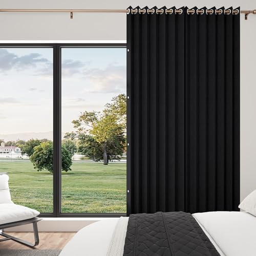 52 W x 84 L Inch Full Blackout Pinch Pleat Curtain Faux Linen Drape