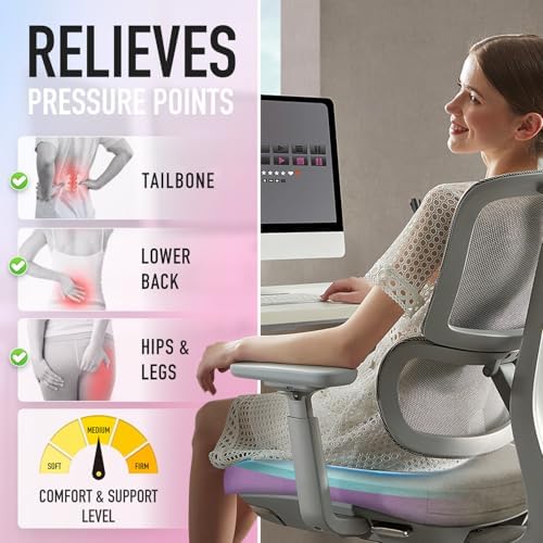 SUNROX Cooling Gel Memory Foam Chair Cushions, 2.6" Thick U-Shaped