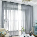 L&TEC Window Light Gray Sheer Curtains 63 Inches Long 2 Panels Sheer