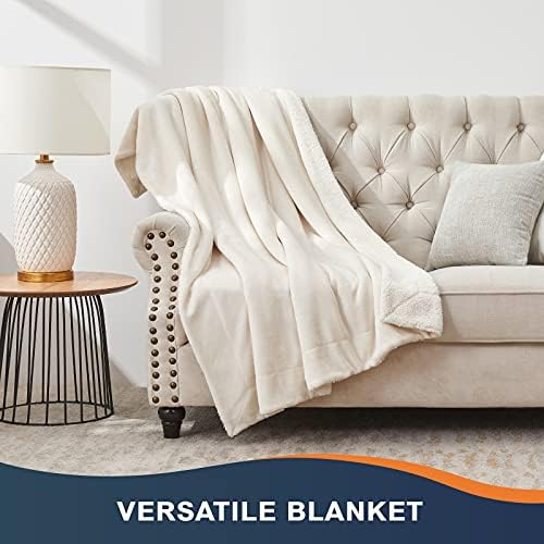 Walensee Sherpa Blanket (Throw Size 50”x60” Off White) Super Soft