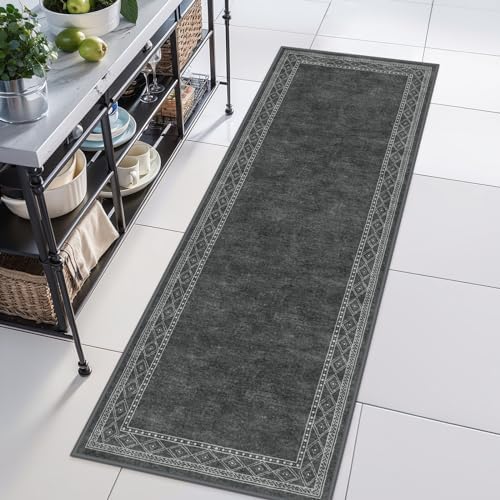 Lahome Modern Bordered Rug Runners for Hallways Non Slip, Ultra-Thin