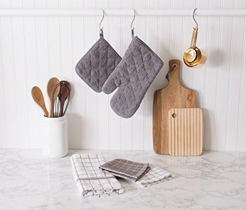 DII Basic Terry Collection Potholders, Gray, 100 Percent Cotton
