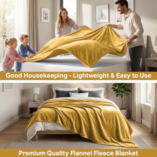 MOONLIGHT20015 King Fleece Blanket 108x90 Guest Bedroom Mustard