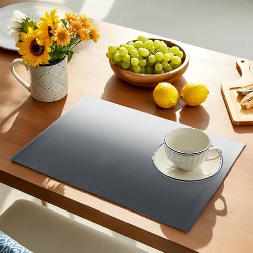 Abstract Ombre Grey Placemats Set of 6 Washable Table Mats for