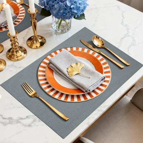 Placemats Set of 6 Linen Type Fabric Cloth Placemats, 18x12 Inch