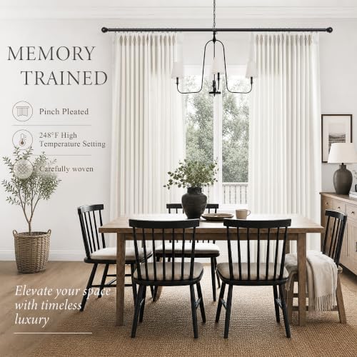 Jowels Natural Pinch Pleated Linen Curtains 63 Inches Long for Living