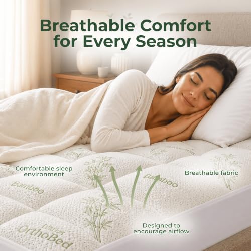 HOME & GARDEN TRENDS OrthoBed Queen Mattress Topper 2 Inch Cooling Pad