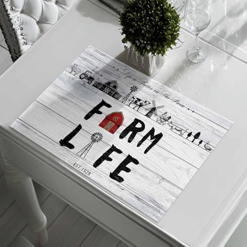 Placemats Set of 8, Farmhouse Life Woven Placemat, Linen Place Mats