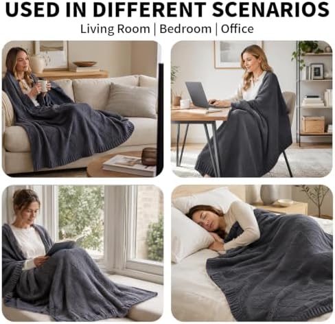 Knit Throw Blanket 50x60, Soft Diamond Texture, Slate Gray
