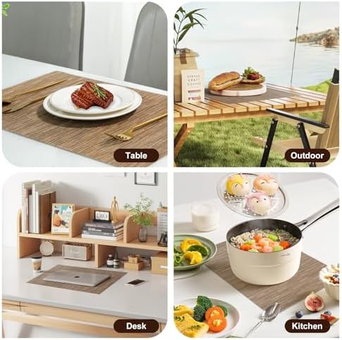 Placemats Set of 8,Non-Slip PVC Weave Table Mats Easy to Clean,Heat