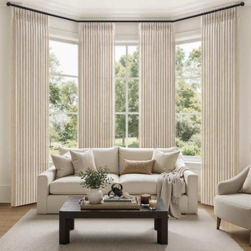 Extra Long 108 Inch Pinch Pleated Natural Living Room Curtains 4