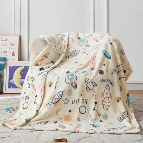 COOVA Kids Twin Blanket 60x80 Inch - Cartoon Fleece Throw, Toys for 2