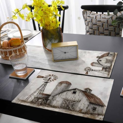 Fall Farm Table Runner and Placemats Set of 4 Vintage Farmhouse