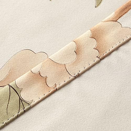 VOGOL Beige Floral Print Grommet Blackout Curtains, 52 x 63, 2 Panels