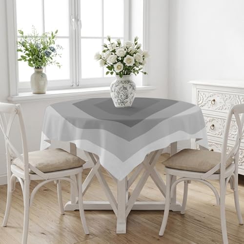 Square Tablecloth, Gray Gradient Color Block Waterproof Table Cloth