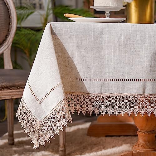 ARTABLE Stone Gray Lace Tablecloth Vintage Laser Cut Decor