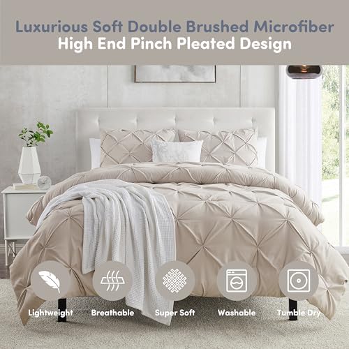 Nestl Twin Duvet Cover Set Linen - Soft Double Brushed Duvet Set with