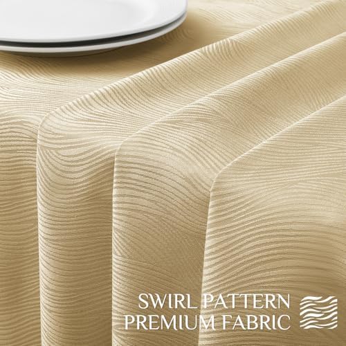 Softalker Jacquard Rectangle Tablecloth 52 x 70 Inch, Beige
