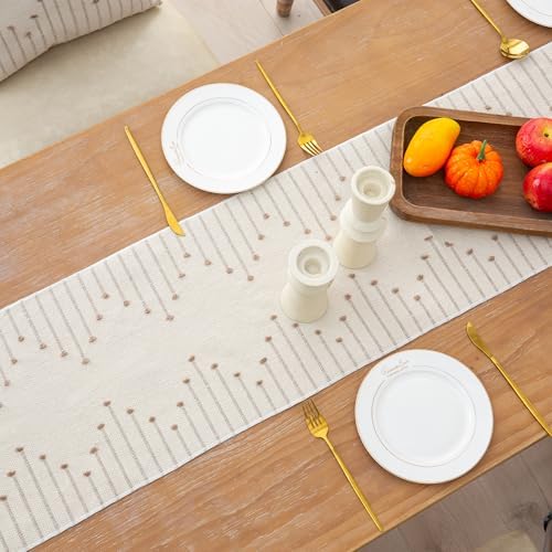Table Runner 90 Inches Long, Boho Style with Handmade Tassels, 70%