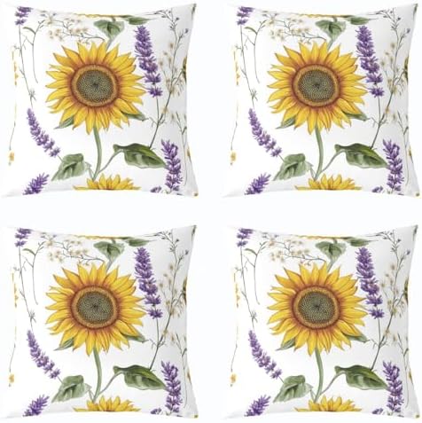Feelyou Sunflower Throw Floral Pillow Covers 22"x22" Set of 2 Soft