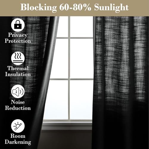 cololeaf Linen Textured Curtains 96 inches Long Room Darkening