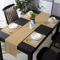 Beige Table Runner and Placemats Set of 6 Solid Color Beige Minimalist