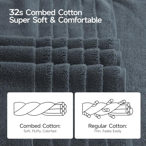 ecolook Soft Bath Towels 2 Pack, 100% Cotton Ultra Absorbent &