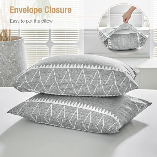 Lekesky Boho Grey Duvet Cover Set Twin, Lightweight Soft Microfiber