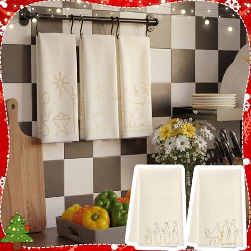Hahafelt 12 Pcs Christmas Kitchen Towels 15.8 x 23.6 Inch, Nativity