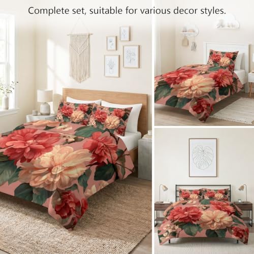 California King Duvet Cover Set Plants Floral Green Leaves Elegant
