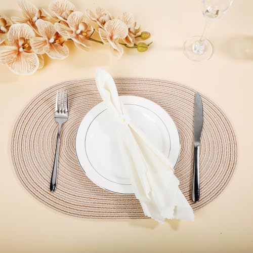Placemats Set of 6, Braided Cotton Polypropylene Blend Woven Table