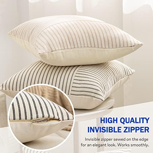 YCOLL Farmhouse Pillow Covers 20x20, Modern Accent Square Throw Pillow