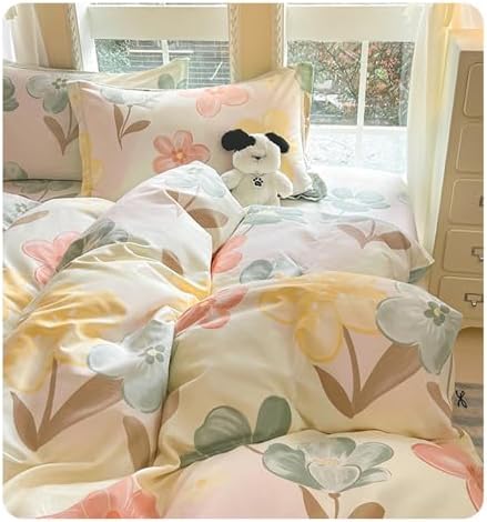 Floral Duvet Cover Set Queen Size, Super Soft Breathable Cotton