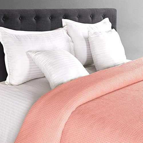 GLAMBURG 100% Cotton Thermal Blanket, Breathable Waffle Blanket, Queen