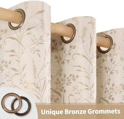 BGment Beige Linen Curtains for Living Room 63 Inch Length 2 Panels