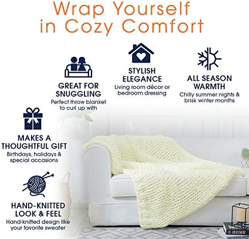 Cheer Collection Chunky Cable Knit Throw Blanket for Couch, Sofa